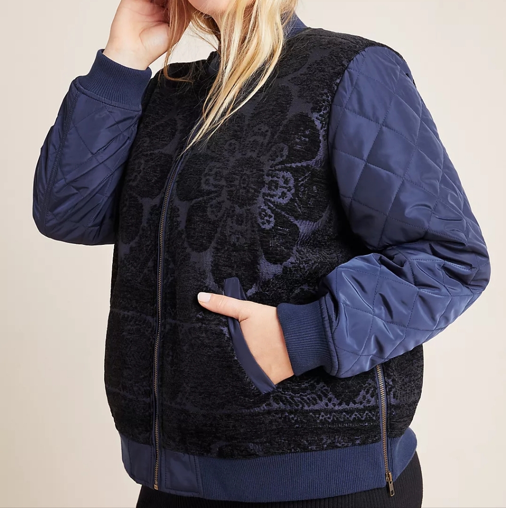 Anthropologie XS jacket Clemence Quilted Bomber Jacket